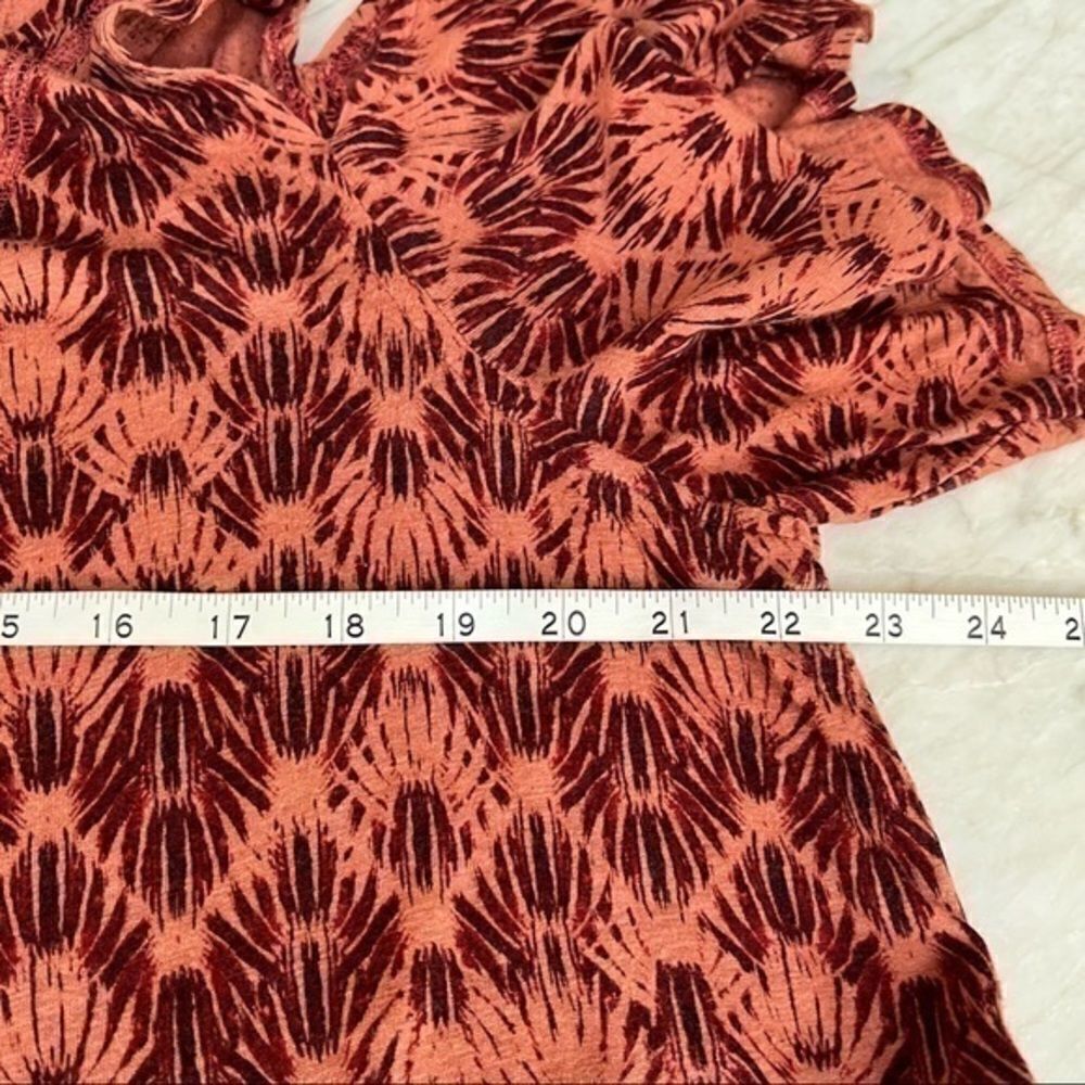 We the Free You So Fancy Printed Cold Shoulder Top S Rusty Red Linen Blend Boho - Picture 5 of 7
